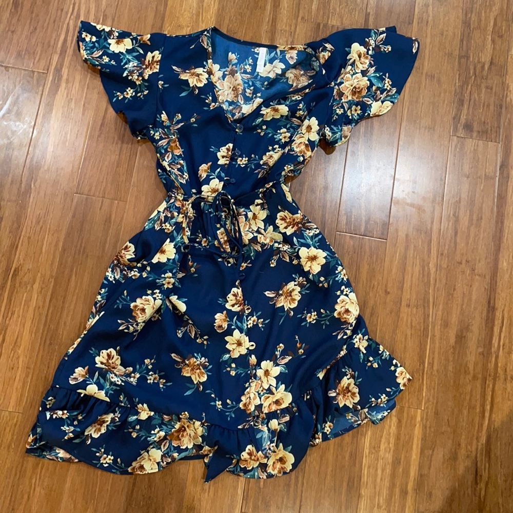 Navy blue with floral dress